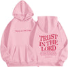 Trust in the Lord Graphic Hoodies Christian Faith Sweatshirts for Women Bible Verse Religious Hoodie Pullover Tops